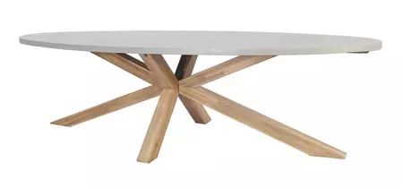 Vita Brumby ovale tafel 240 x 115cm met houten onderstel