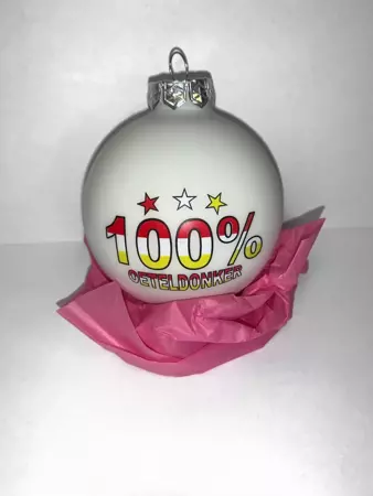 Kerstbal glas 8 cm 100% Oeteldonker | Wit - afbeelding 1