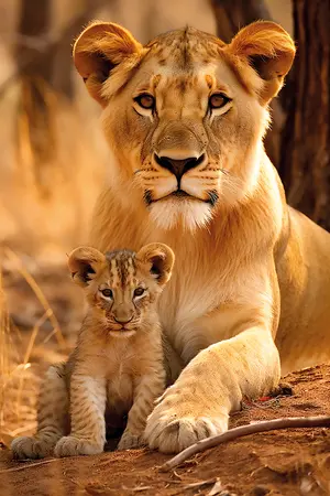 Alexsar Art schilderij Deco panel cub&lioness 120x80cm