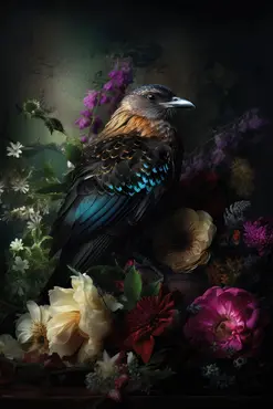 Alexsar Art schilderij Deco panel raven floral 70x50cm