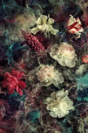 Alexsar Art schilderij Glas art smoky flowers 150x100cm