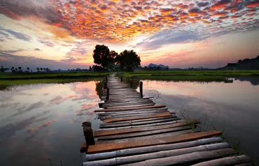 Alexsar Art Tuindoek river sunset 140x90cm - afbeelding 1