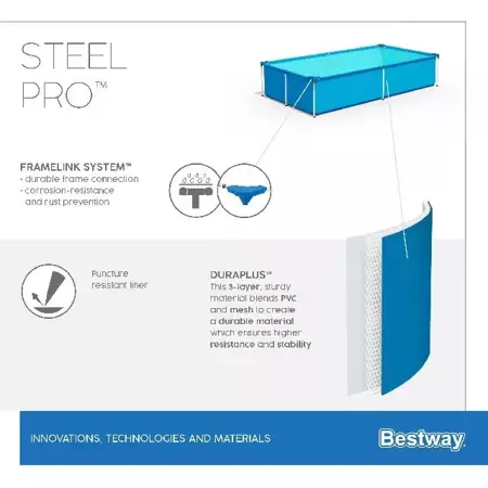 Bestway Zwembad rechthoek steel pro L221 x B150 x H43cm