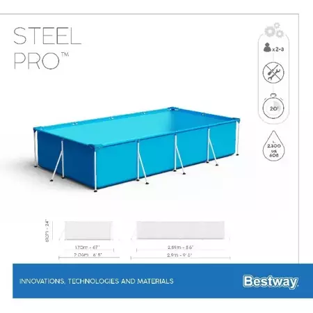 Bestway Zwembad rechthoek steel pro L259 x B170 x H61cm