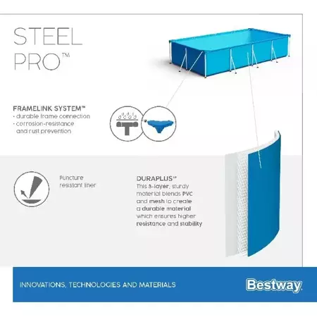 Bestway Zwembad rechthoek steel pro L300 x B201 x H66cm