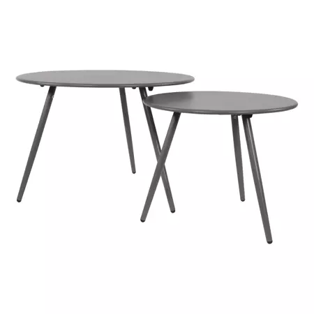 Bijzet Tuintafel Rond Ø45cm - Blueberry Grijs set twee tafels