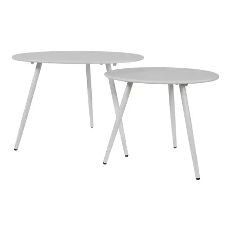 Bijzet Tuintafel Rond Ø45cm - Wit twee tafels