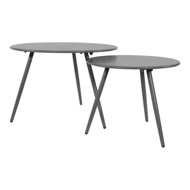 Bijzet Tuintafel Rond Ø60cm - Blueberry Grijs set twee tafels