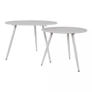 Bijzet Tuintafel Rond Ø60cm - Wit set twee tafels