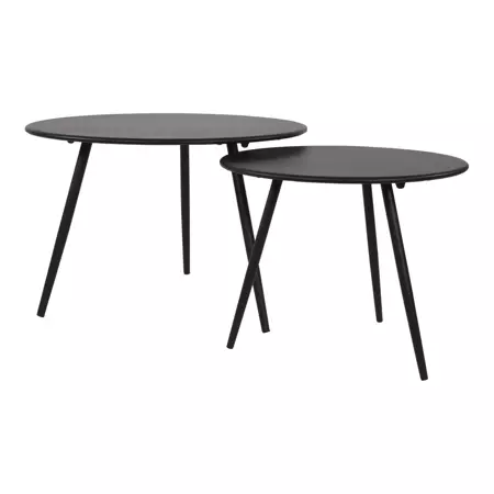 Bijzet Tuintafel Rond Ø60cm - Zwart set twee tafels