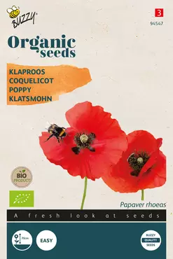 Biologische Papaver, Klaproos Rood - afbeelding 1