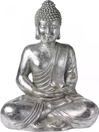 Boeddha zittend zilver 49cm