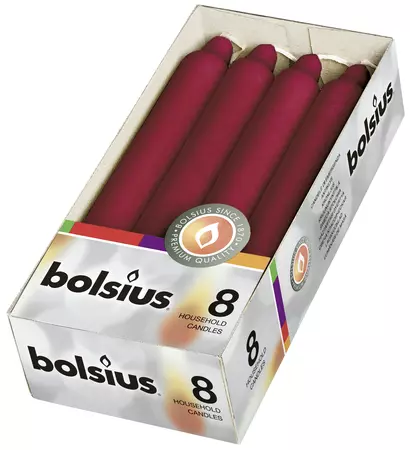 Bolsius Dinerkaars 18cm Wijnrood - 8 stuks