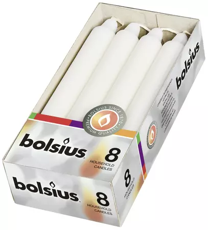 Bolsius Dinerkaars 18cm Wit - 8 stuks