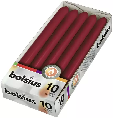 Bolsius Dinerkaars 23cm Wijnrood - 10 stuks