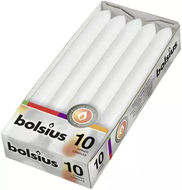 Bolsius Dinerkaars 23cm Wit - 10 stuks