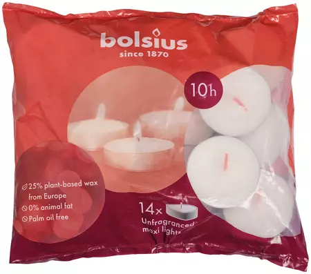 Bolsius Maxi Theelicht 10 uur - 14 stuks