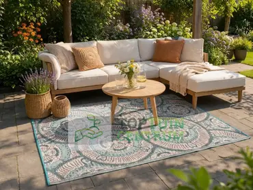 Buitenkleed 120x180cm blauw/bruin/ivoor