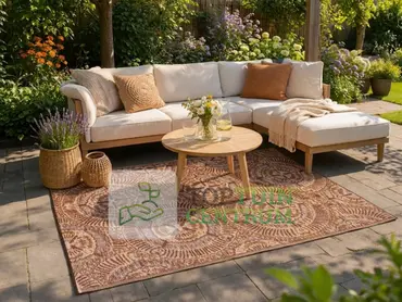 Buitenkleed 120x180cm camel/bruin/ivoor