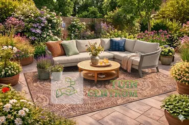 Buitenkleed 180x270cm camel/bruin/ivoor