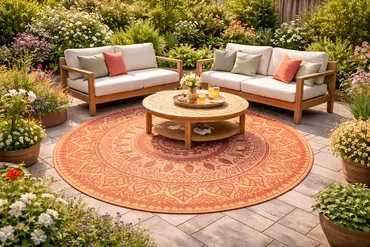 Buitenkleed d180cm roze/koraal/creme