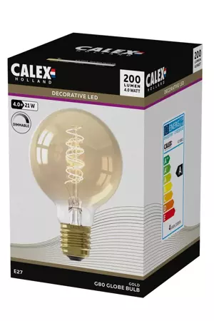 Calex Globe Led Lamp Glassfiber 4W dimbaar Ø80mm - Goud  - afbeelding 3