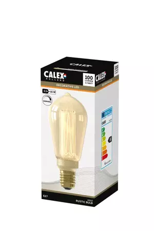 Calex Rustiek Led Lamp Glassfiber 3,5W dimbaar - Goud - afbeelding 2