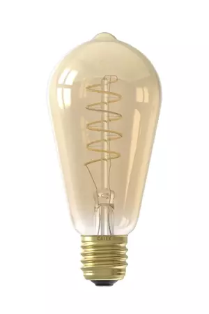 Calex Rustiek Led Lamp Glassfiber 4W dimbaar Ø64mm - Goud - afbeelding 1