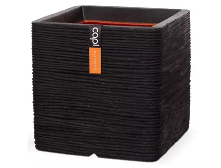 Capi Pot Vierkant Rib NL 30x30 cm - Zwart - afbeelding 1