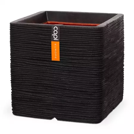 Capi pot Vierkant Rib NL 50x50 cm - Zwart - afbeelding 1