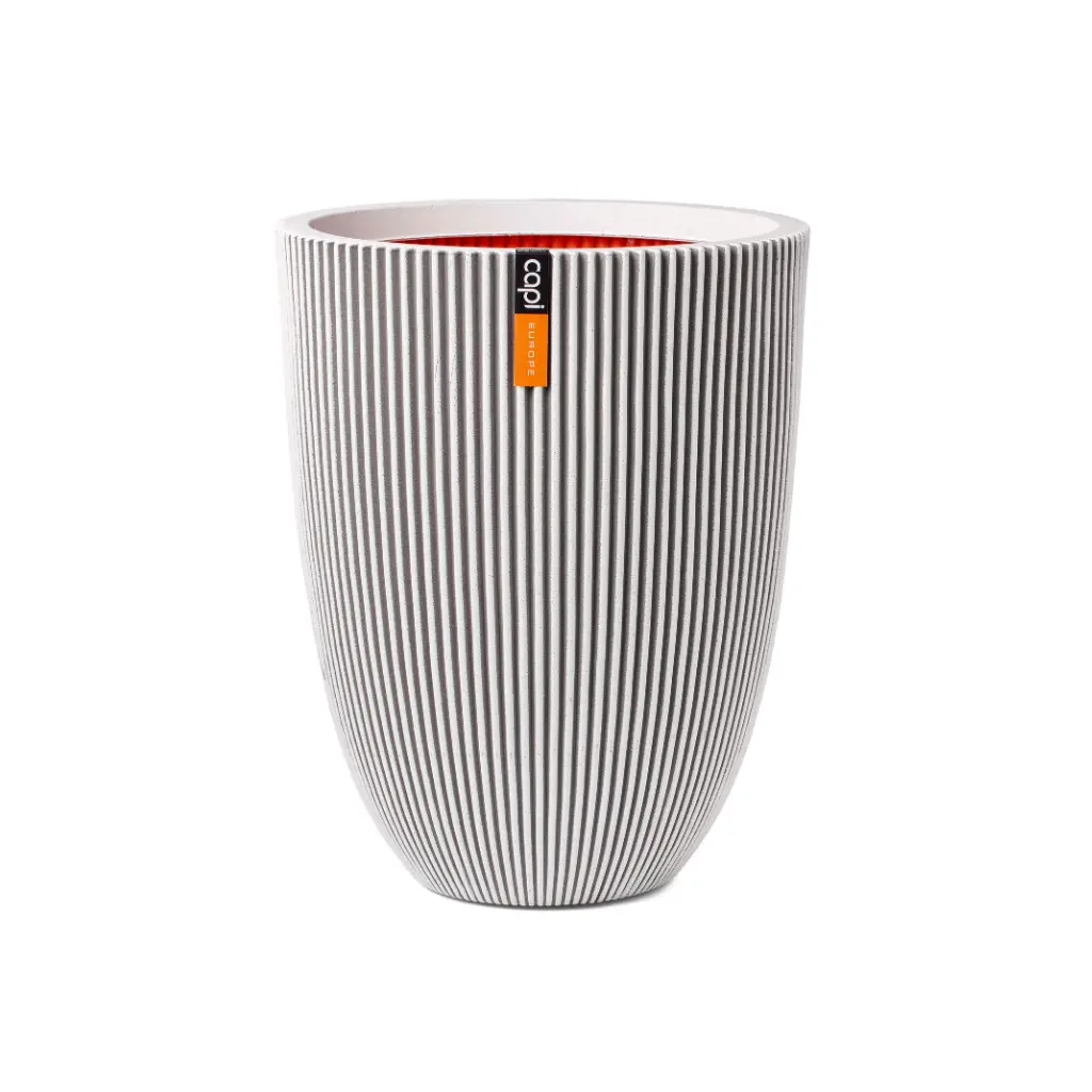 Capi Europe - Vaas elegant laag Groove NL - 34x46 - Ivoor - Opening 34 - Bloempot voor binnen en buiten - KGVI782 Capi Europe - Vaas elegant laag Groove NL - 34x46 - Ivoor - Opening 34 - Bloempot voor binnen en buiten - KGVI782