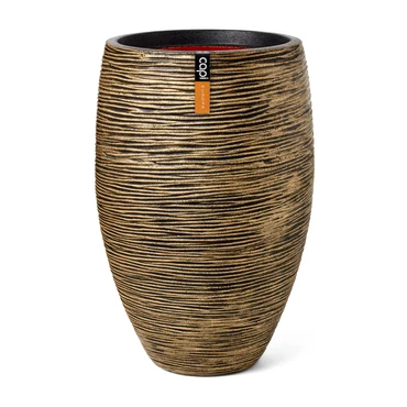 Capi vaas elegant rib d40xh60 zwart/goud - afbeelding 2