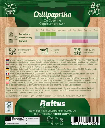 Chilipeper de cayenne 50st - afbeelding 2