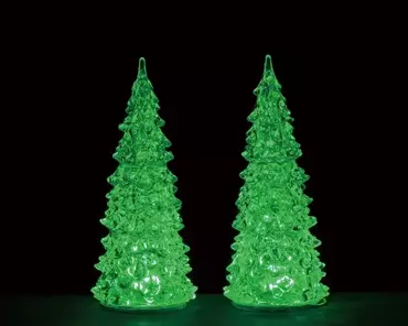 Lemax crystal lighted tree, 3 color changeable, medium, set of 2, b/o (4.5v)