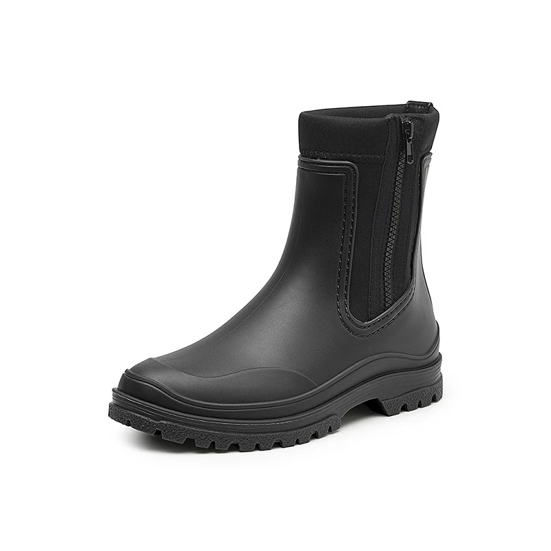 Gevavi Boots - Jill dameslaars pvc/neopreen met rits zwart