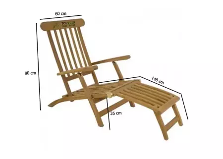 Deckchair Teak verstelbaar afmetingen