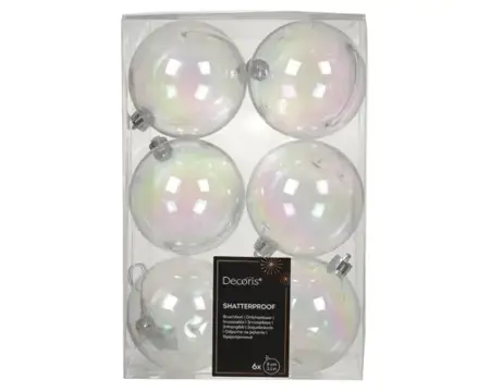 Decoris kerstbal plastic | 6 stuks | 8 centimeter | transparant/iris - afbeelding 1