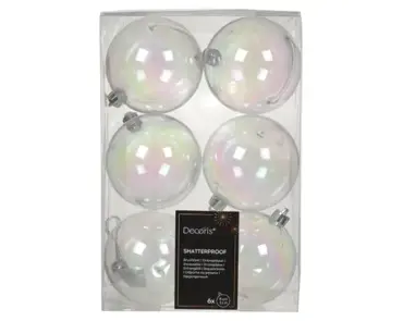 Decoris kerstbal plastic | 6 stuks | 8 centimeter | transparant/iris - afbeelding 1