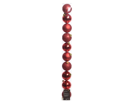 Decoris kerstbal set plastic | 10 stuks | 6 centimeter | kerstrood