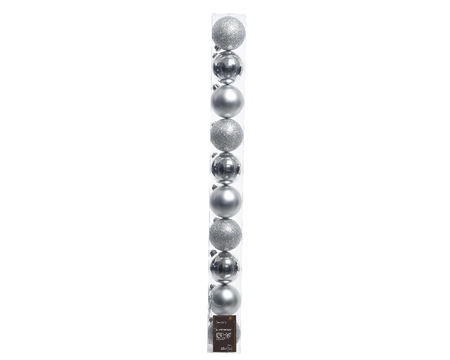 Decoris kerstbal set plastic | 10 stuks | 6 centimeter | zilver