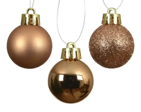 Decoris kerstbal set plastic | 14 stuks | 3 centimeter | brandy - afbeelding 2