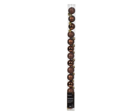 Decoris kerstbal set plastic | 14 stuks | 3 centimeter | espresso