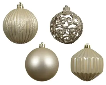 Decoris kerstbal set plastic | 16 stuks | 8 centimeter | parel - afbeelding 2