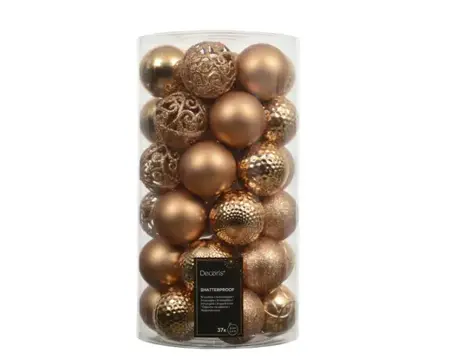 Decoris kerstbal set plastic | 37 stuks | 6 centimeter | brandy - afbeelding 1