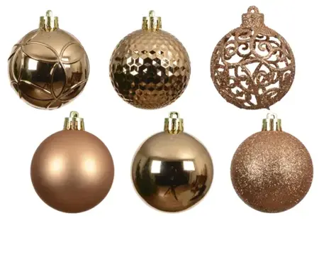 Decoris kerstbal set plastic | 37 stuks | 6 centimeter | brandy - afbeelding 2