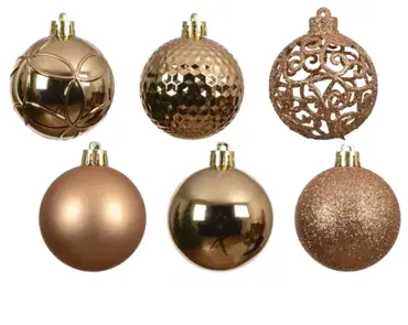 Decoris kerstbal set plastic | 37 stuks | 6 centimeter | brandy - afbeelding 2