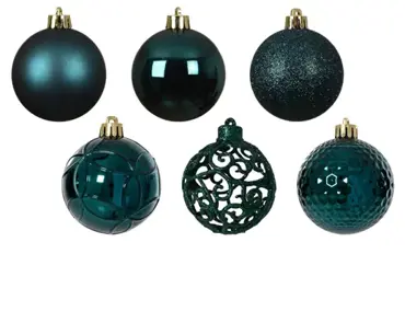 Decoris kerstbal set plastic | 37 stuks | 6 centimeter | emerald - afbeelding 2