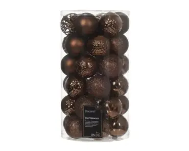 Decoris kerstbal set plastic | 37 stuks | 6 centimeter | espresso - afbeelding 1