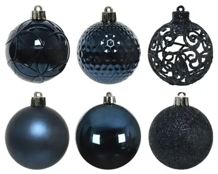 Decoris kerstbal set plastic | 37 stuks | 6 centimeter | nachtblauw - afbeelding 2