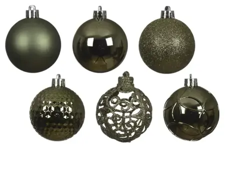 Decoris kerstbal set plastic | 37 stuks | 6 centimeter | rosemarijn - afbeelding 2